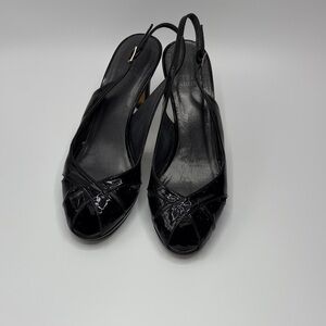 Stuart Weitzman Black Patent Slingback Heels